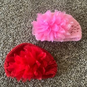 Set of 2 big flower baby hats